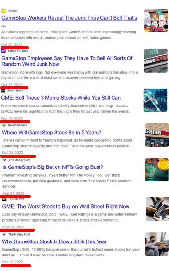 Forget Gamestop: A small snapshot of articles between July 2022 thru Oct 2022