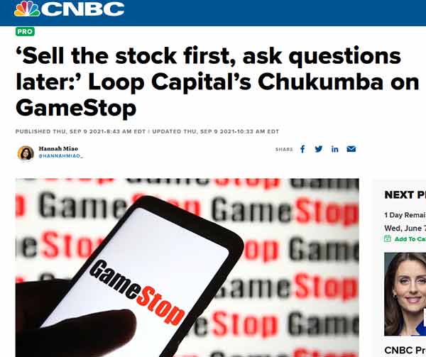 Forget Gamestop: Article after article still getting published almost daily. Anthony Chukumba from Loop Capital has the following to say about GameStop: ” Sell first, ask questions later”